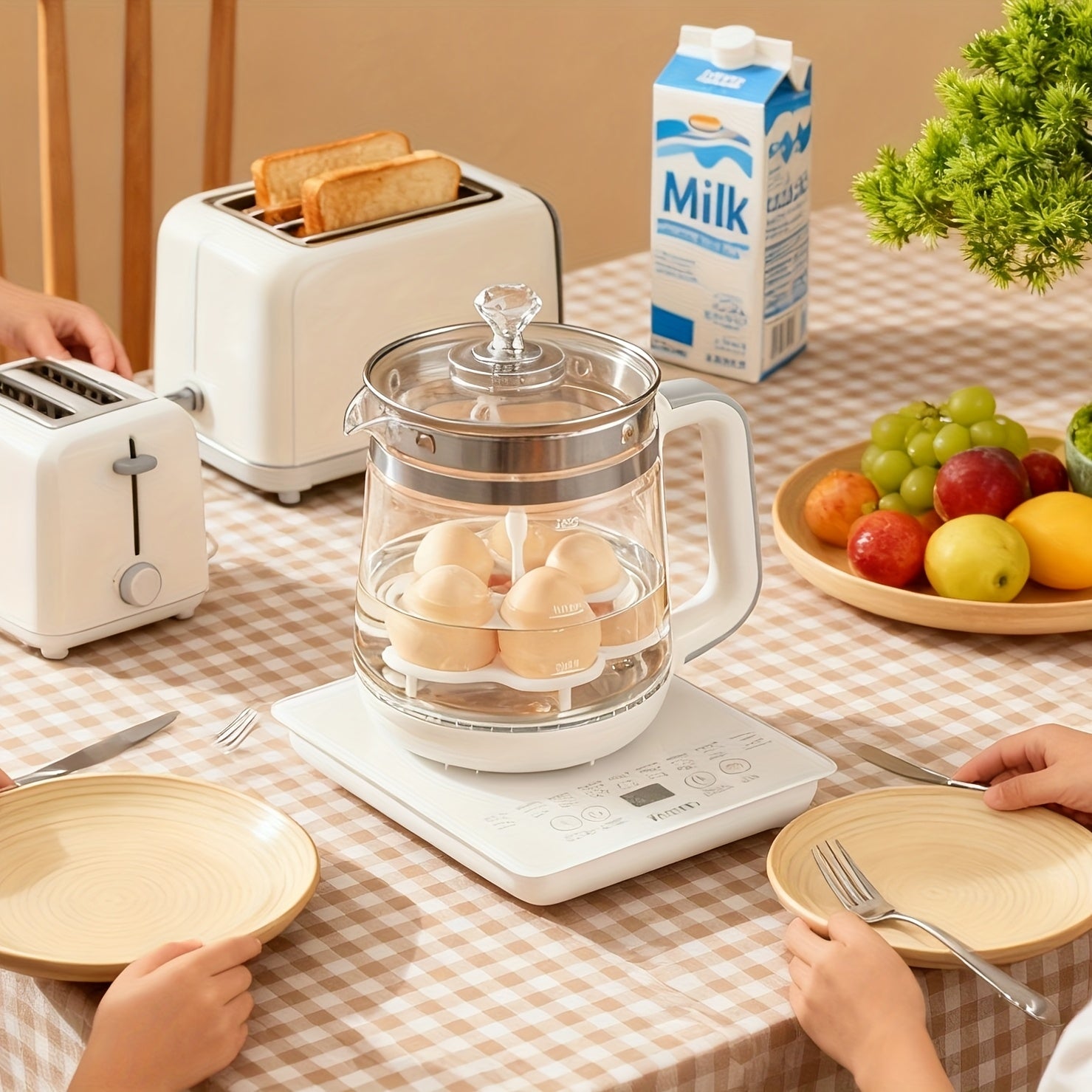 Electric Kettle 1.8L Glass Health Pot with Removable Filter