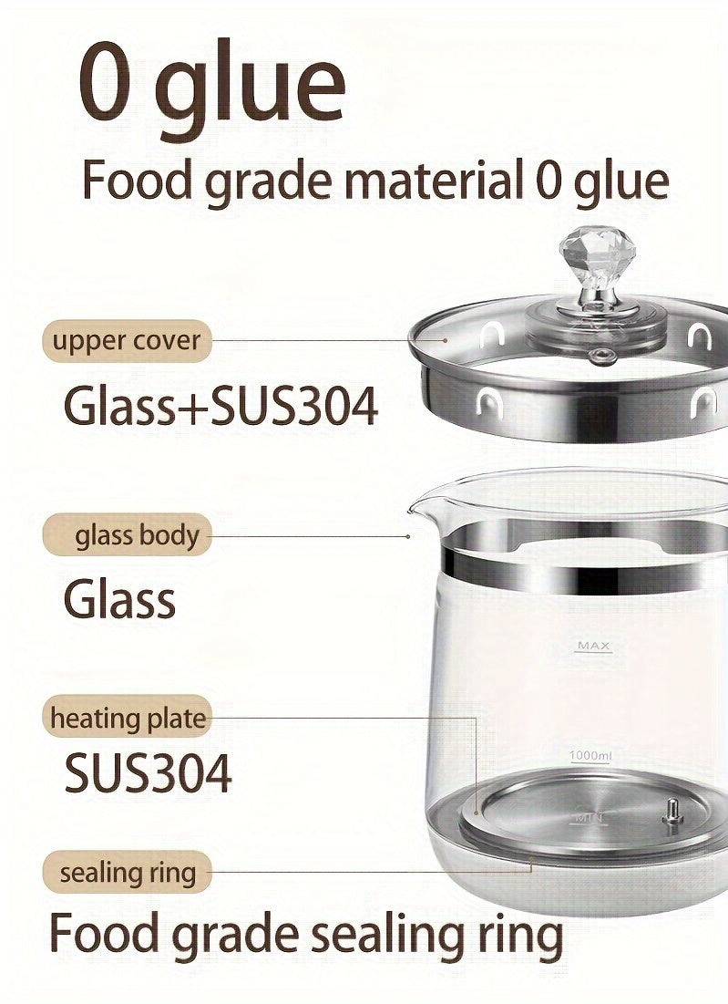 Electric Kettle 1.8L Glass Health Pot with Removable Filter