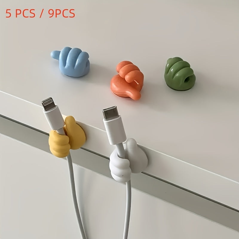 5/9Pcs Thumb-Shaped Cable Management Clips Adhesive Organizers