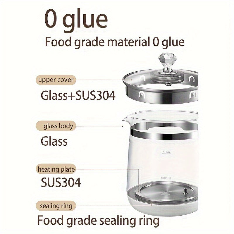 Electric Kettle 1.8L Glass Health Pot with Removable Filter