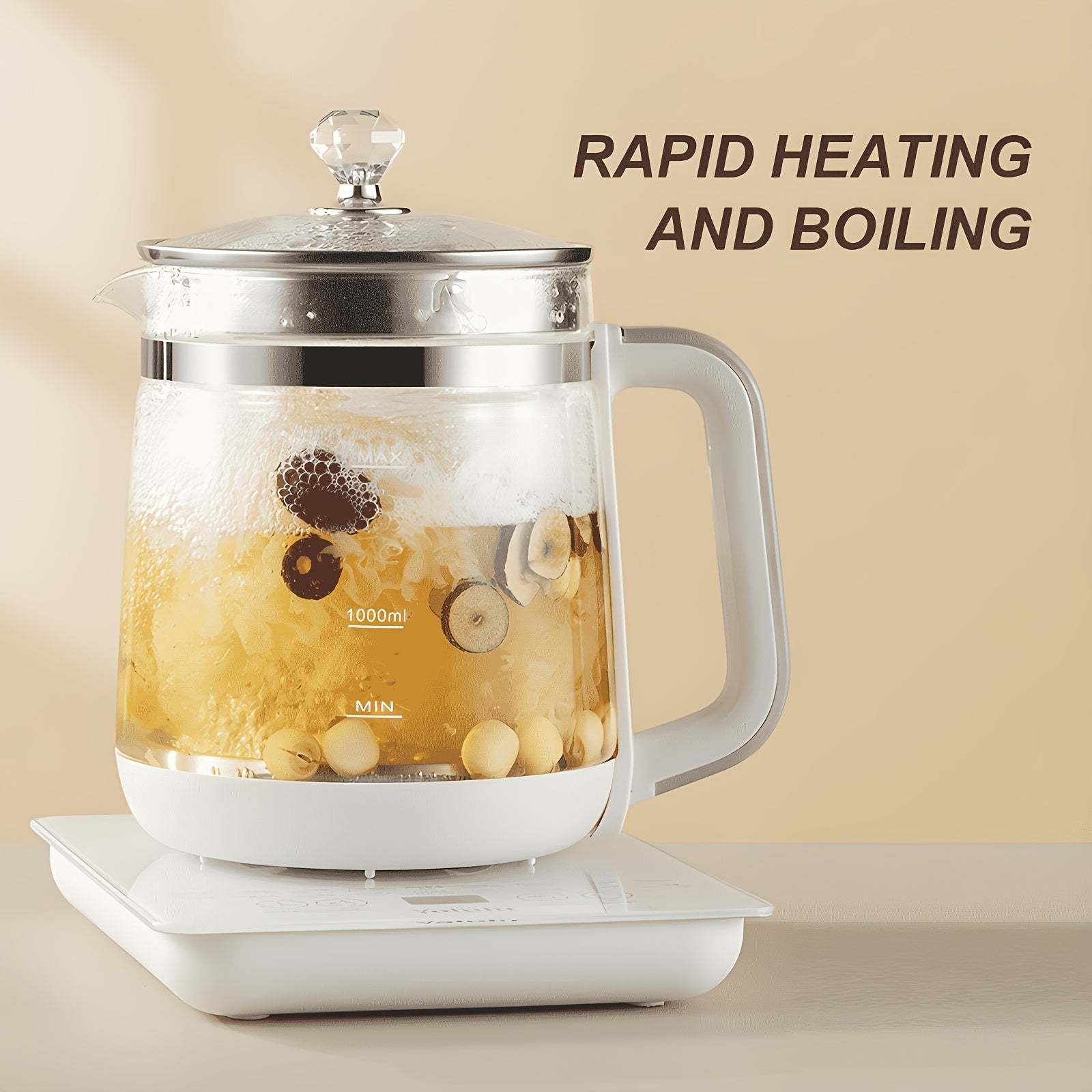Electric Kettle 1.8L Glass Health Pot with Removable Filter
